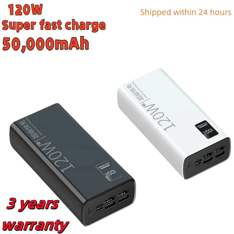 

50000 mAh Power Bank 120W Fast Charging 100% Sufficient Capacity Portable Battery Charger For iPhone Xiaomi Samsung Warranty