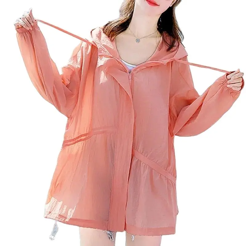 

Sunscreen Clothing Women's Short Summer 2023 New Hooded Zipper Loose Slim Joker Sun-Protective Clothing Hin UV Long Sleeve Coat
