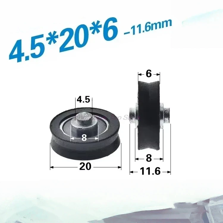 5PC POM Polyoxymethylene Plastic Nylon Wheel Shaft Pulley Bearing Roller Door and Window Pulley Non-Standard V Groove Wheel 4*20