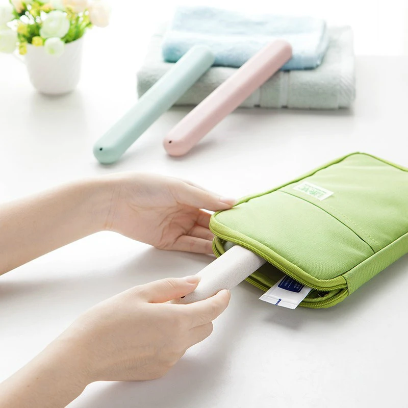 1pc Portable Wheat Straw Storage Box Travel Camping Toothbrush Tube Box Cover Water Filter Anti-Dirty Bathroom Accessories