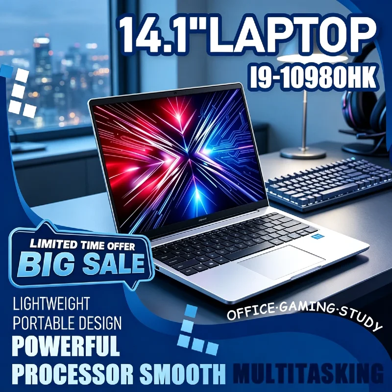 High‑Performance 14.1 Inch Portable Gaming Notebook PC Intel Core i9‑10980HK 16GB DDR4 2TB SSD Laptop for Office & Gamer