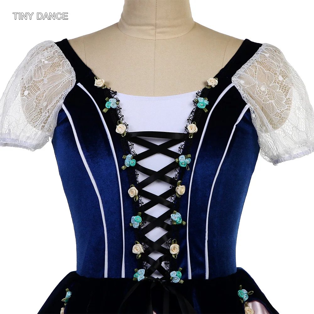 여성과 소녀를위한 성인 짧은 퍼프 슬리브 발레 투투 긴 댄스 복장 발레리나 댄스 의상 26036