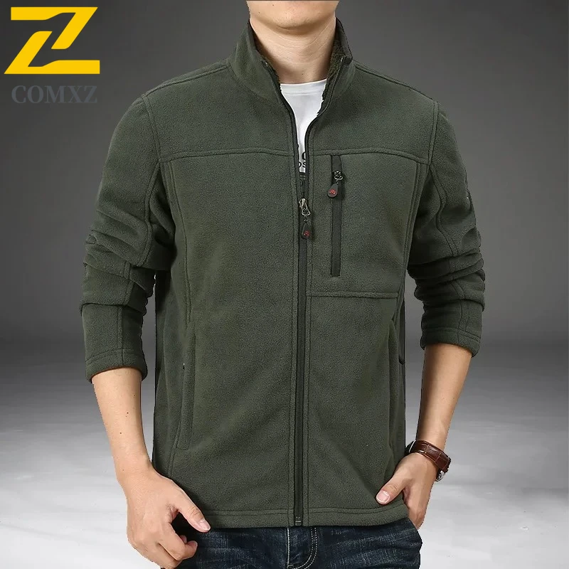 

Men Jacket 2025 Thickened Warm Classic Solid ColorTravel Casual Coats Outdoor Hiking Windproof Winter Coat Slim Fit Stand Collar
