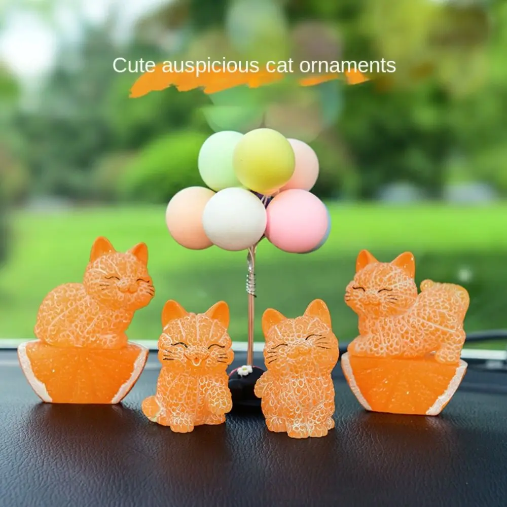 

Lovely Kittens Cartoon Car Ornament Orange Cat Crafts Car Interior Accessories Decoration Resin Car Decor Auto Dashboard