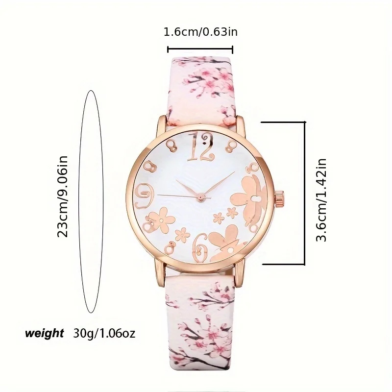 Women\'s Watch Elegant Flower Quartz Watch Casual Fashion Analog PU Leather Wrist Watch Gift For Mom Her