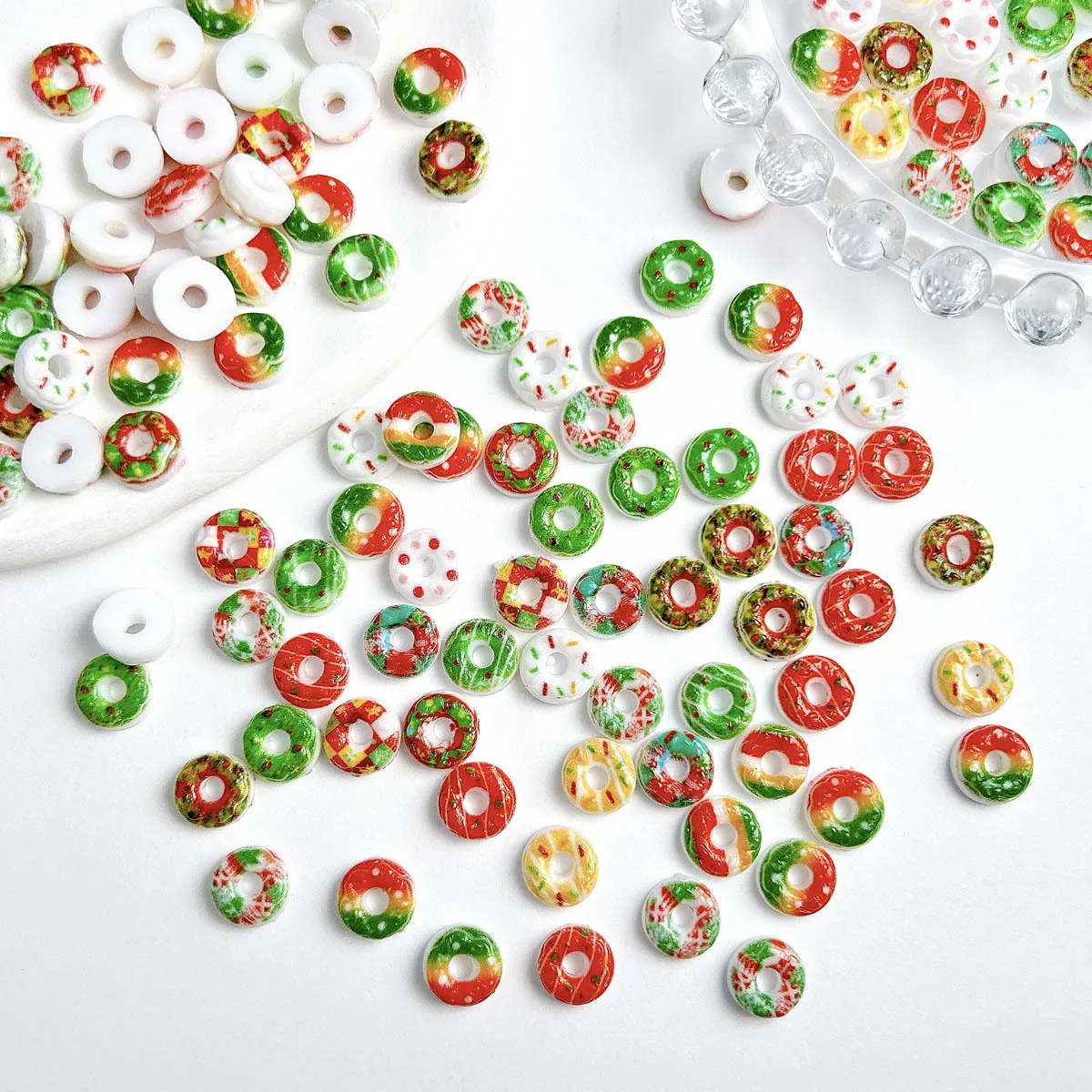 30PCS 3D Acrylic Doughnuts Bread Nail Art Charms Accessories For Manicure Decor Christmas Nails Decoration Supplies Material