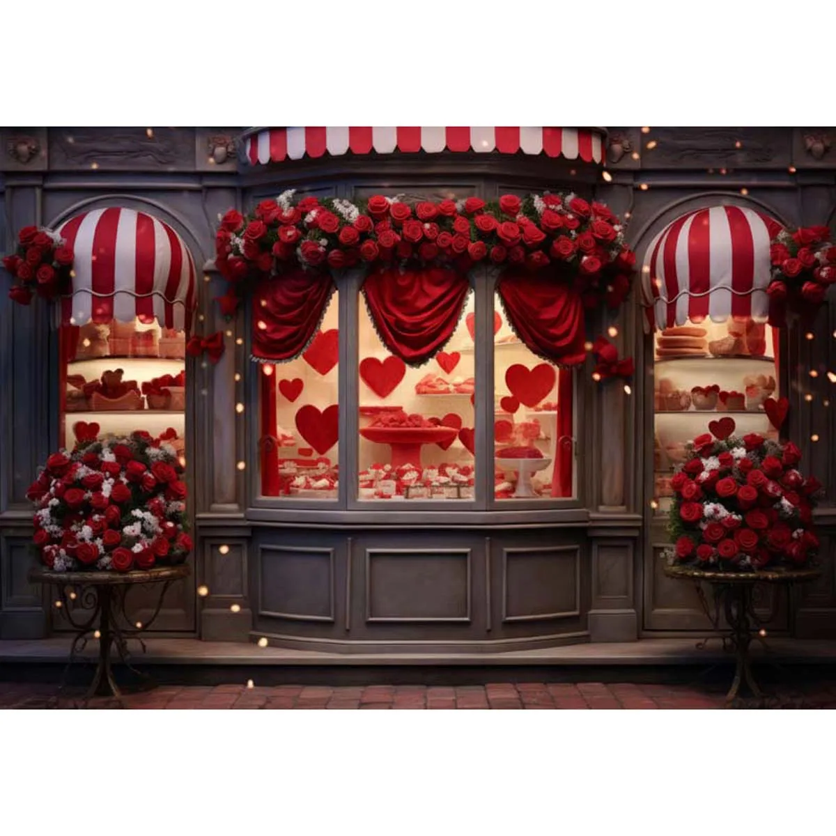 

Allenjoy Valentine's Day Heart Rose Shop Backdrop