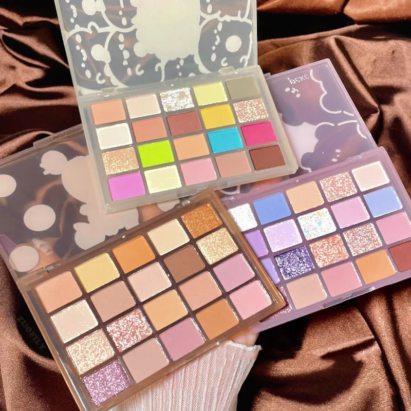 20 Color Eye Shadow Palette Cute Animals Green Purple Glitter Pearly Lasting Eyeshadow Pigment Korean Eyes Elves Makeup Palette