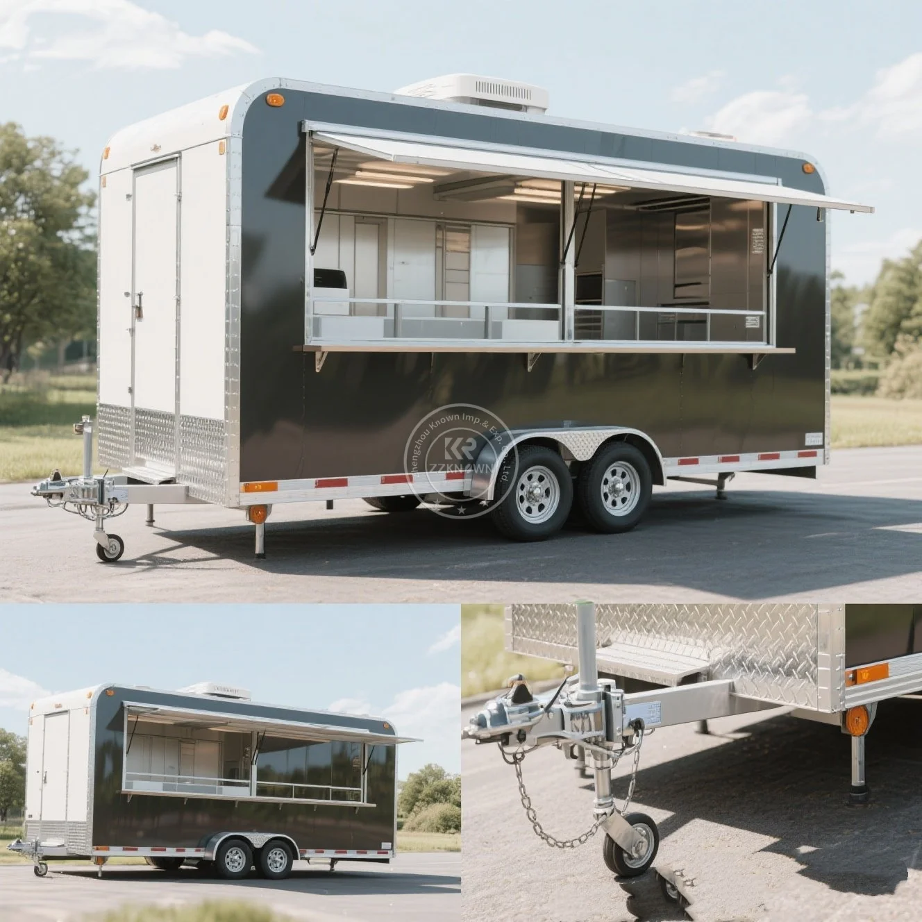 

High Quality Fully Equipped Caravan Bar mobile trailer Ice Cream Cart Pizza Fast Taco Foo Truck food trailer with Full Kitchen
