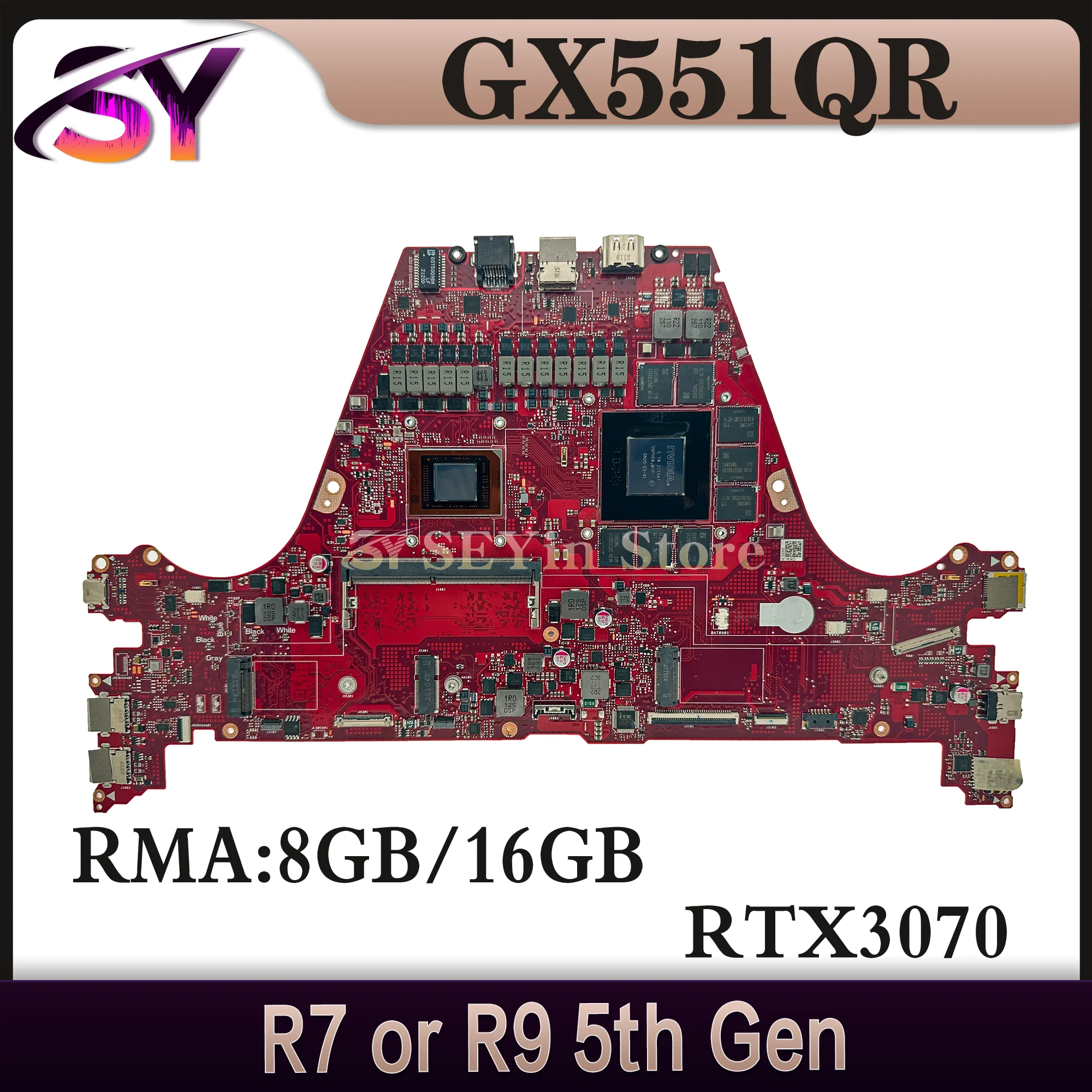 GX551QS Mainboard For ASUS GX551QR GX551QM GX551Q GX551 Laptop Motherboard R7 R9 5th RTX3060 RTX3070 RTX3080 RAM-8GB/16GB