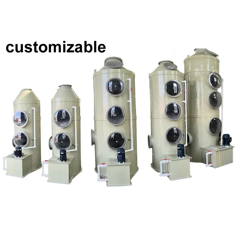 PP 습식 공기 스크러버 가스 정화 타워, 탈황 먼지 냉각용 펌프 송풍기 포함, 새로운 제조 공장 폐가스