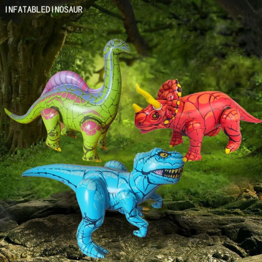 PVC Dinosaur Inflatable Toys Triceratops Tyrannosaurus Cartoon Dinosaur Theme Balloon 3D Thickened Dinosaur Party Decoration