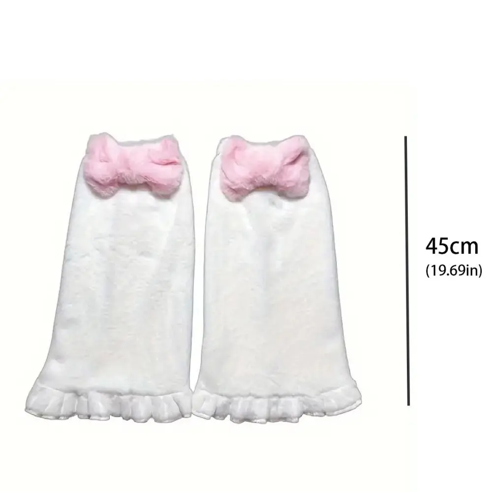 Kawaii تكدرت حافة القوس أفخم تدفئة الساق النمط الياباني Bowknot المرأة جوارب غطاء الساق الكورية نمط الفتيات #6