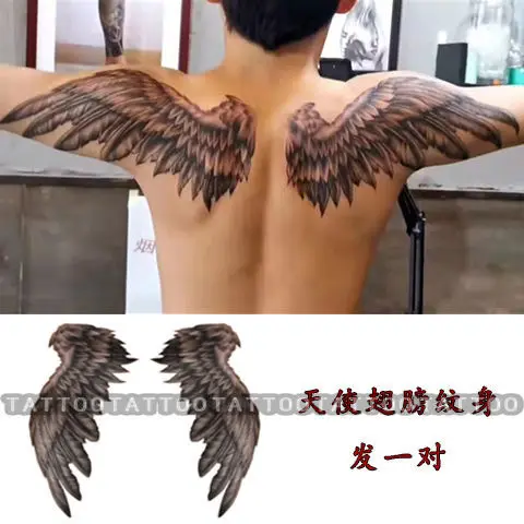 

Lasting Angel Wings Fake Tattoo for Woman Man Back Art Tattoo Sticker Punk Temporary Tattoos Waterproof Tatuajes Temporales