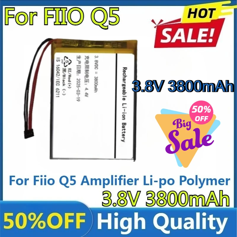 

For Fiio Q5 Q5S Amplifier Li-po Polymer Rechargeable Accumulator Pack Replacement New High Quality 3800mAh 874866 Battery