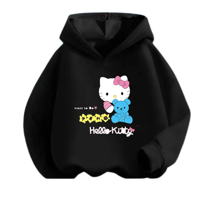 New Spring Hello Kitty Kawaii Kids Fashion Boys Clothing  Baby Girls Clothes Cat Suit Children Hoodies Toddler Casual Tracksuits