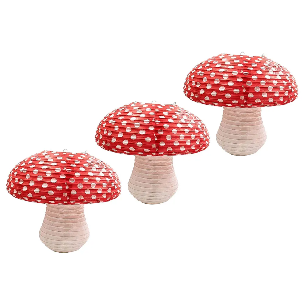 

3 Pcs Mushroom Paper Lantern Decorations for Party Birthday Statue Shaped Lanterns Hanging Home Child