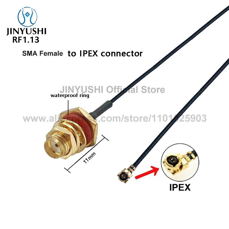 

100 шт. IPEX UFL к SMA гнездо 11 зубьев водонепроницаемый кольцевой удлинительный кабель для UM980 UM982 ZED-F9P UM960 TAU1302