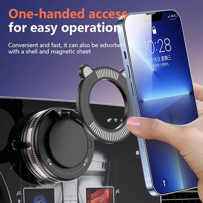 

Vacuum Suction Magnetic Car Phone Holder Multi-Angle Adjustment Metal Rotating Telescopic Folding Universal Suction Cup Holder