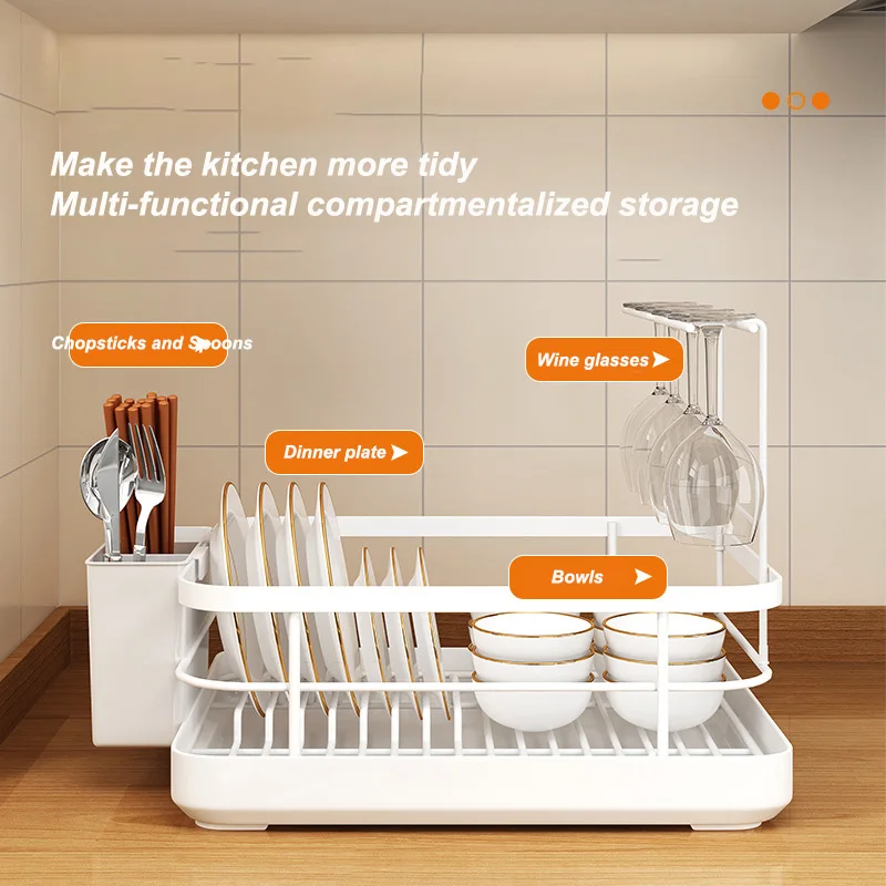 Kitchen Dish Storage Drainer Bowl Rack Sink Shelf Multifunctional Dish Drainer Countertop Chopsticks and Dishes Organizer