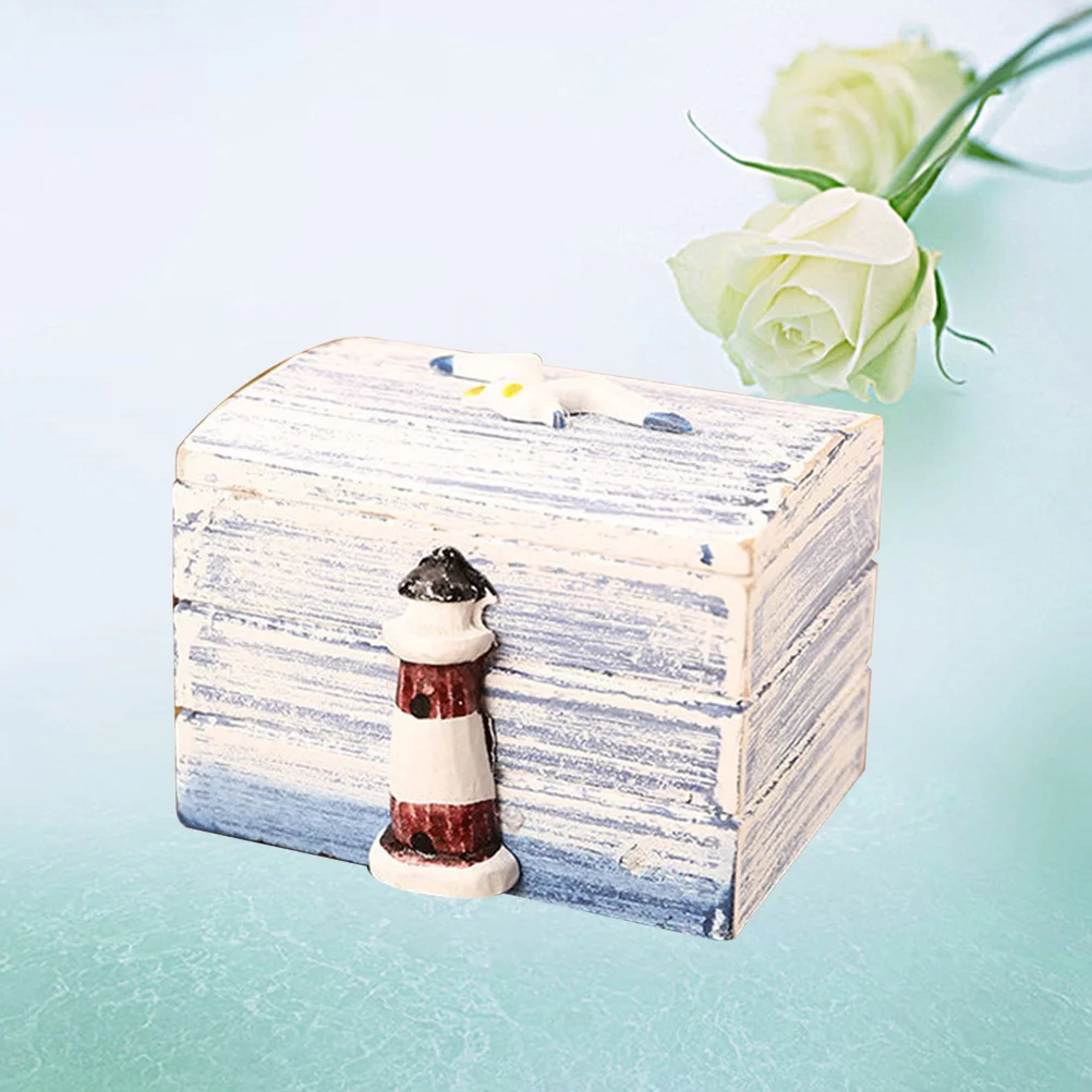 

Wooden Jewelry Box with Lighthouse Design Desktop Storage Case for Bracelets Necklaces Earrings Home Office Decoration Organzier
