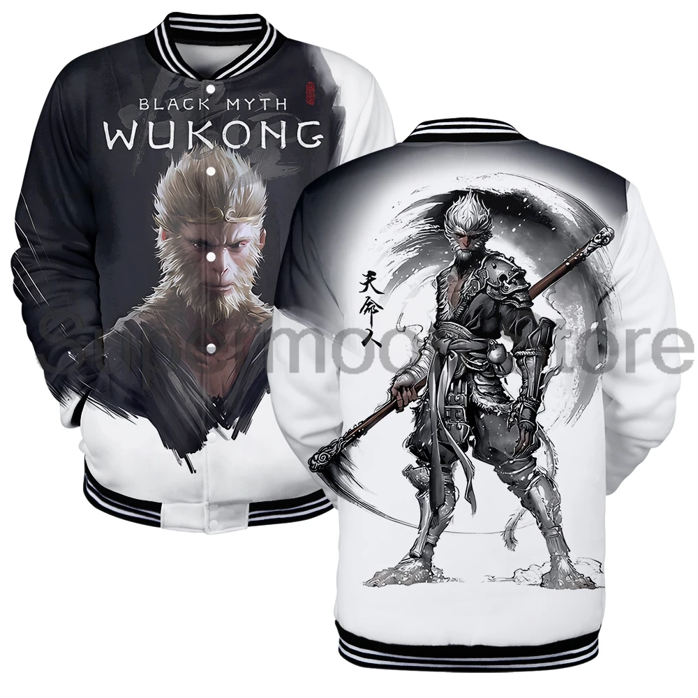 Black Myth Wukong-Chaqueta de béisbol para hombre y mujer, ropa de calle de manga larga, uniforme, sudaderas 3D, 2024