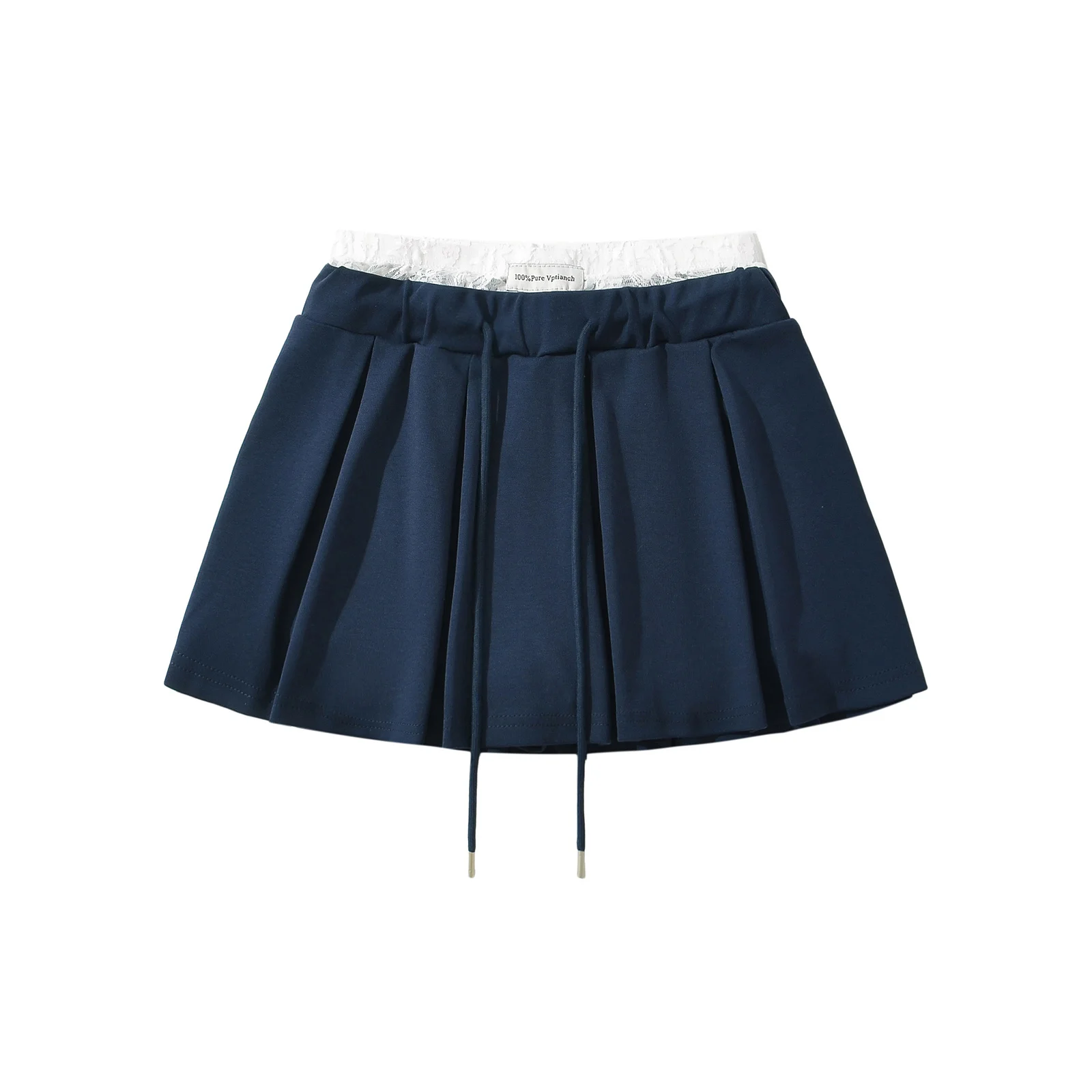 Pure Desire Lace Splice Double Waist Sexy Sport A-Line  Skirt Anti-Light Women's High Waist ort Skirt Sexy Sle Pleate...