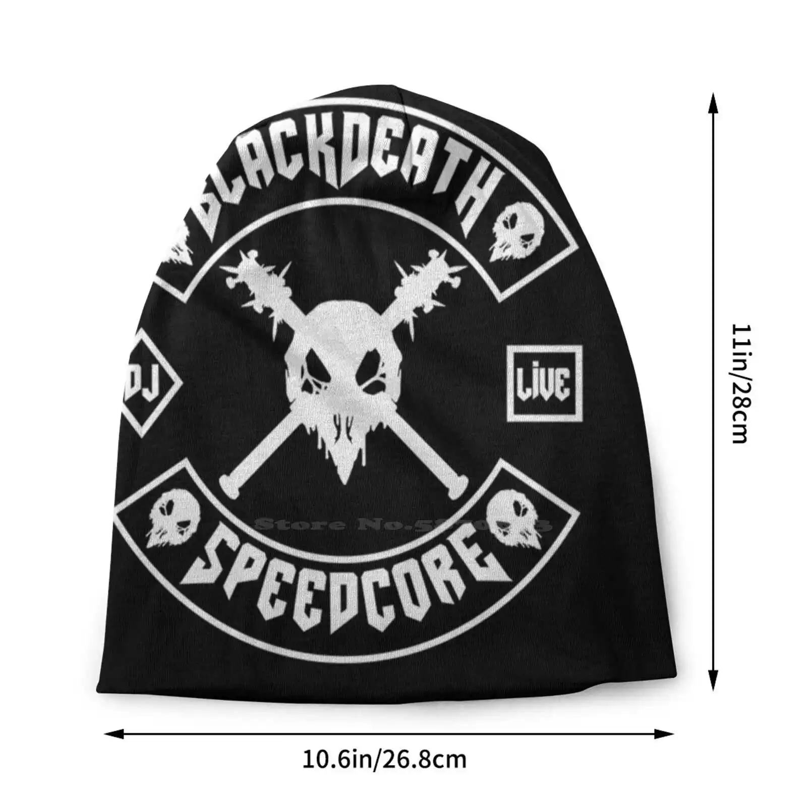 Black Death Mc [ White On Black ] Knitted Hat Warm Beanie Outdoor Caps Black Death Dj Live Act Darkness Speedcore Terror