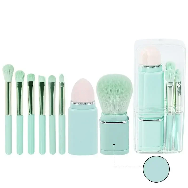8 en 1 carré Portable télescopique brosse maquillage brosse ensemble ombre à paupières brosse correcteur beauté brosse outil maquillage brosse