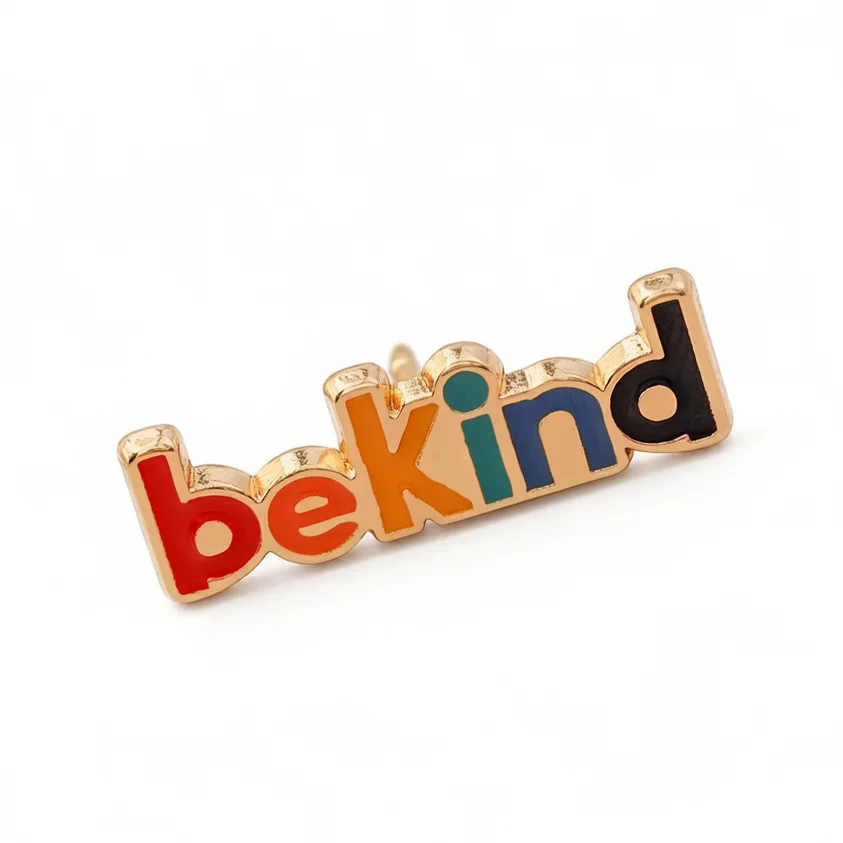 Be Kind Enamel Rainbow Pin​ Colorful Letter Lapel Badge Minimalist Aesthetic Metal Brooch for Backpack Clothes Positive Quote