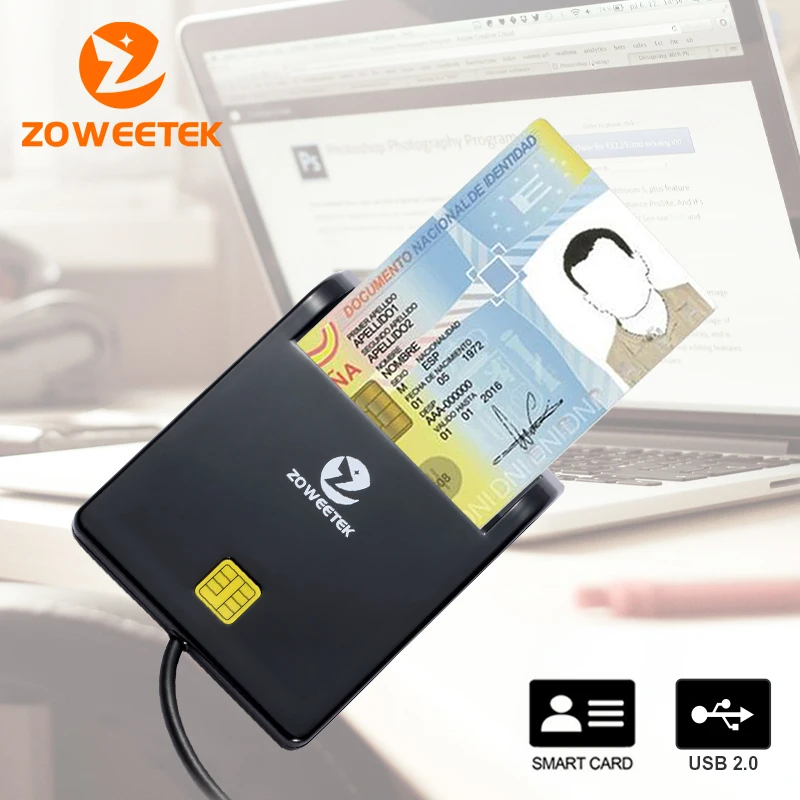 Zoweetek USB מזהה חכם כרטיס קורא אלקטרוני DNI קורא עבור ISO 7816 EMV IC DNIE שבב DNI חכם כרטיס ZW-12026-1