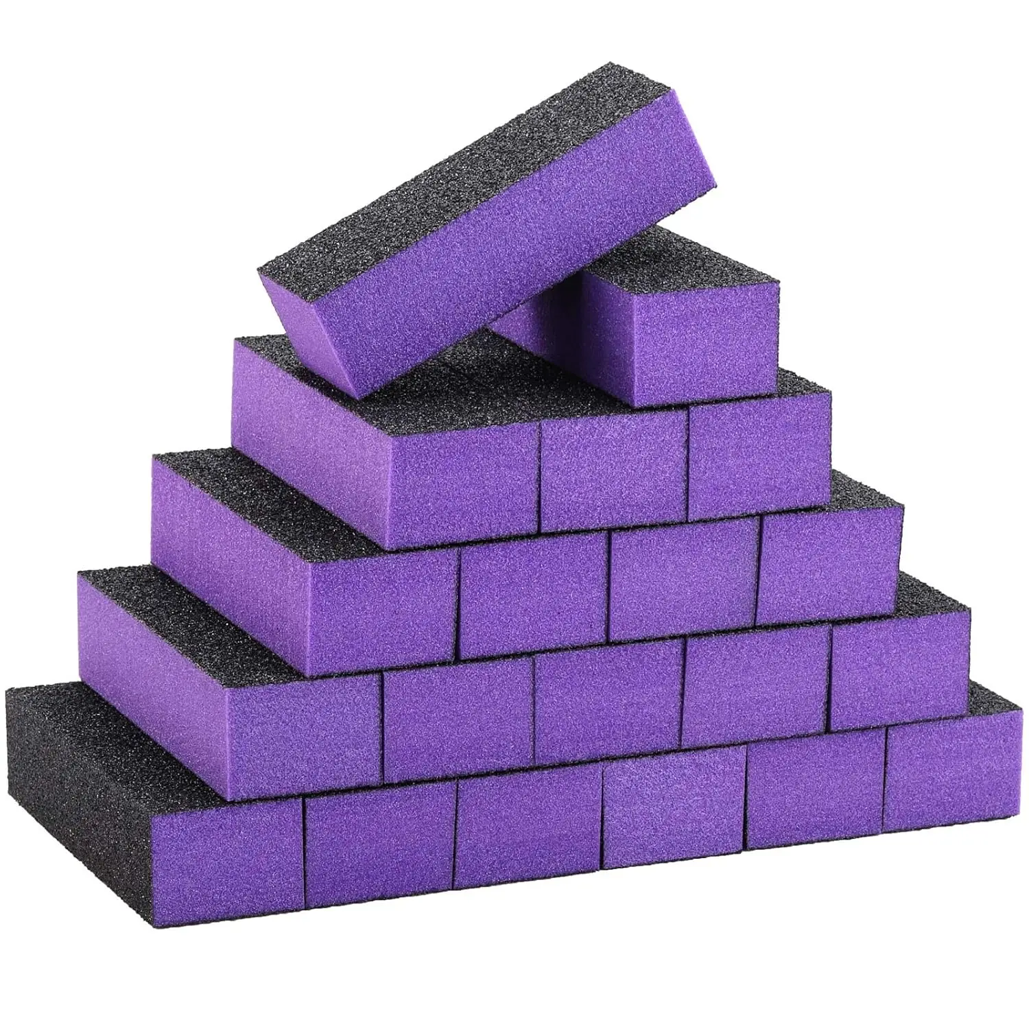 

20 Pcs Nail Buffer Block Sponge Sanding Buffing File 80/120 Grit 3 Sides Nail Files for Manicure Nail Tools (Purple Black)