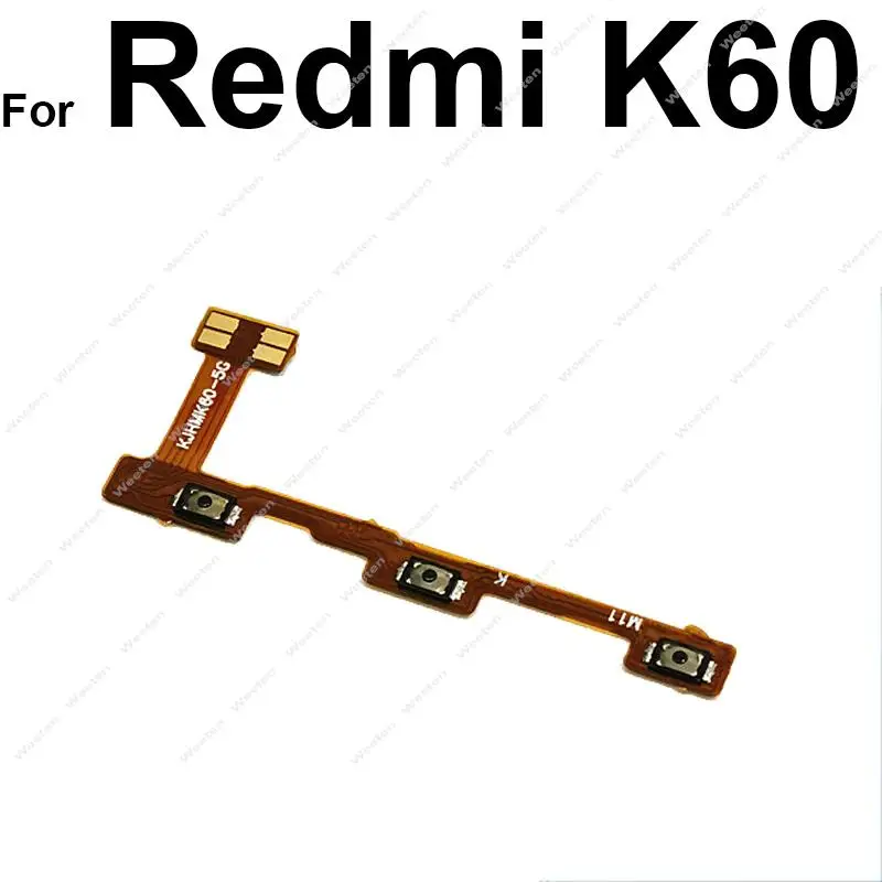 Interruptor de volume on/off/side para xiaomi redmi k60/k60pro, com cabo flex, volume on/off, peça de reparo