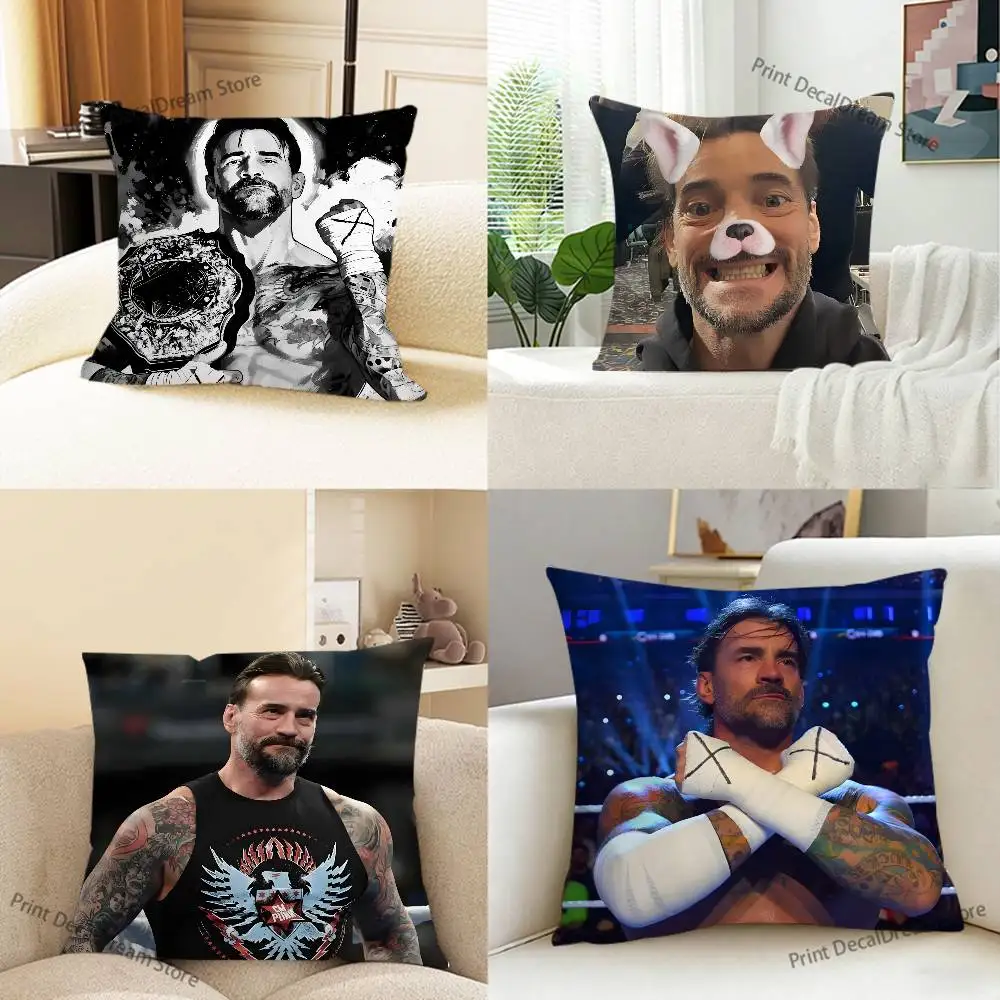 Wrestler CM P-Punk Printed Pillow Cover Cushion Case Simple Sofa Pillow Case No Pillow Core