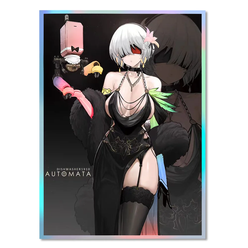 60PCS 67×92mm Holographic Anime Card Sleeves for MGT Top Loading Board Game Inner Card Protector Compatible with TCG/PTCG/PKM