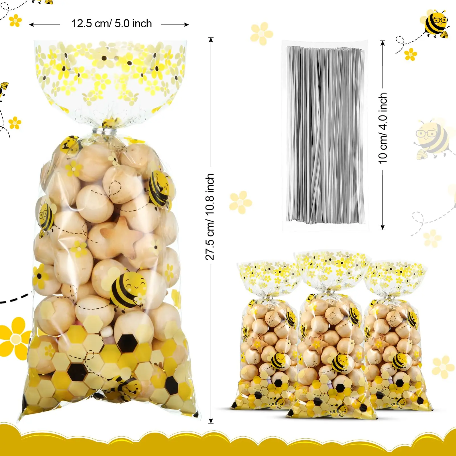 10-50 stücke Biene Zellophan Geschenkt üten Kunststoff Candy Bag Biene Thema Baby party Geburtstags feier Dekoration – Detail 2