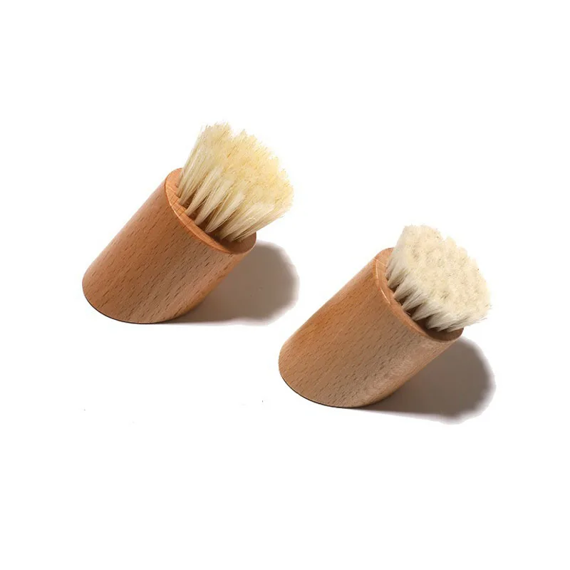 Escova de limpeza de lã com cerdas faciais, cabo de madeira, manual, macio, massageador facial, escova de limpeza de poros da pele, cuidados faciais, ferramenta de beleza