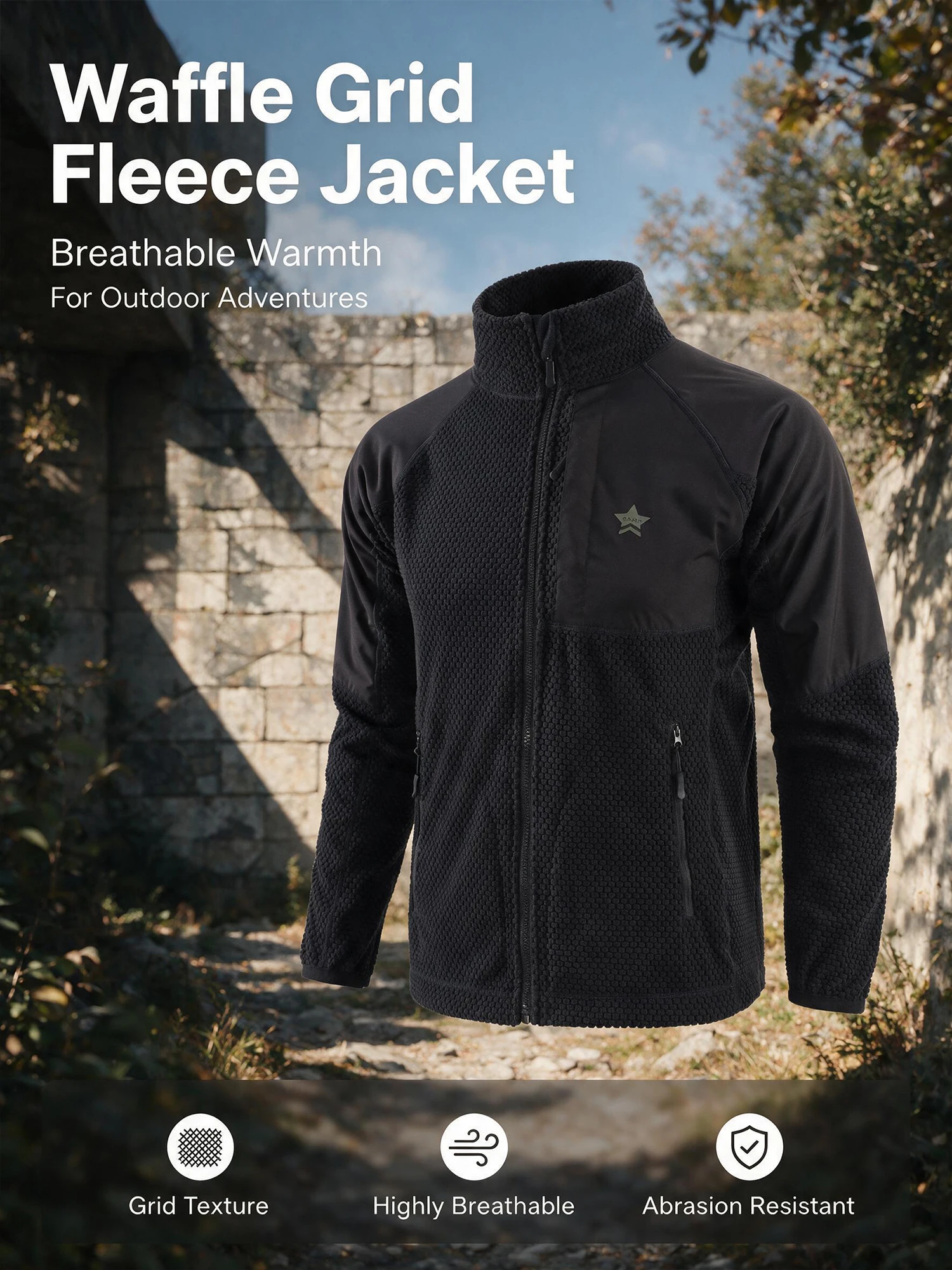 Sarh Autumn New Men's Fleece Jacket, Zipper Multi-Pocket Outdoor Functional Fleece Jacket, Loose Fit Fleece Coat for Autumn and Winter, Outdoor Hiking and Trekking