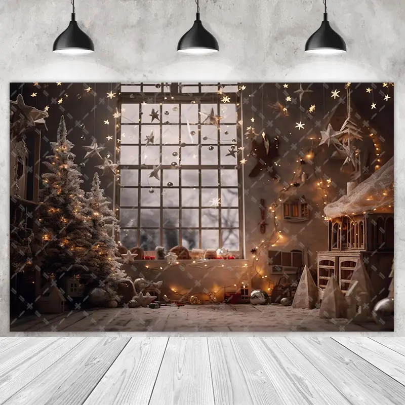 Christmas Light Star Party Backdrops Adult Birthday Photography Cake Smash Walls Doors Background Photo Shoot Studio