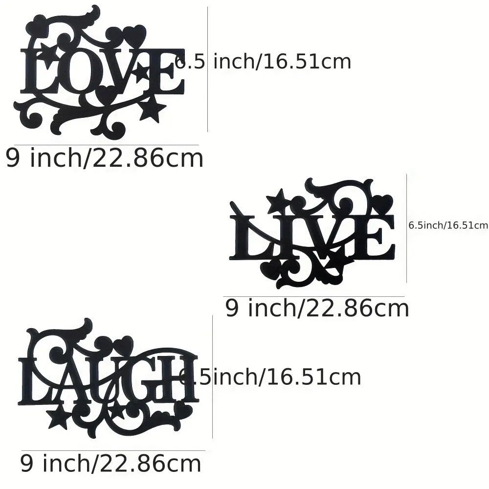Brand Metal Bless Wall Decor Love Live Laugh Silhouette Hanging for Living Room Kitchen Matte Black Home Art