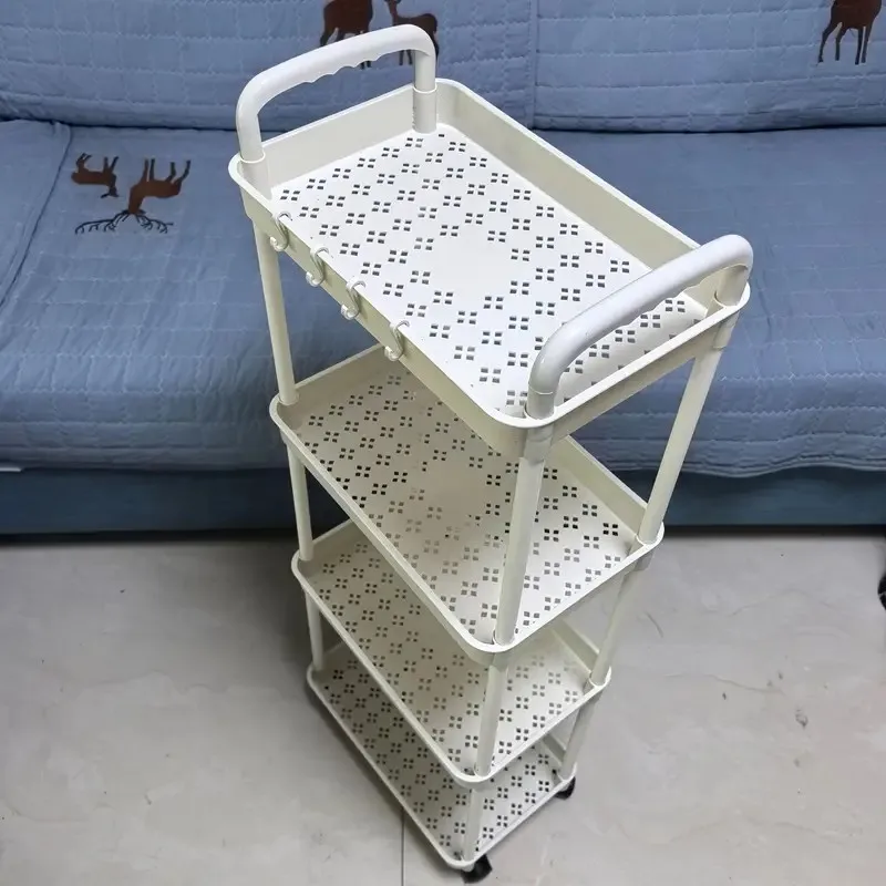 عربة تخزين دوارة مكونة من 4 طبقات - منظم منزلي للحمام والمطبخ المتنقل مع عجلات لمستلزمات الوجبات الخفيفة والمزيد #5