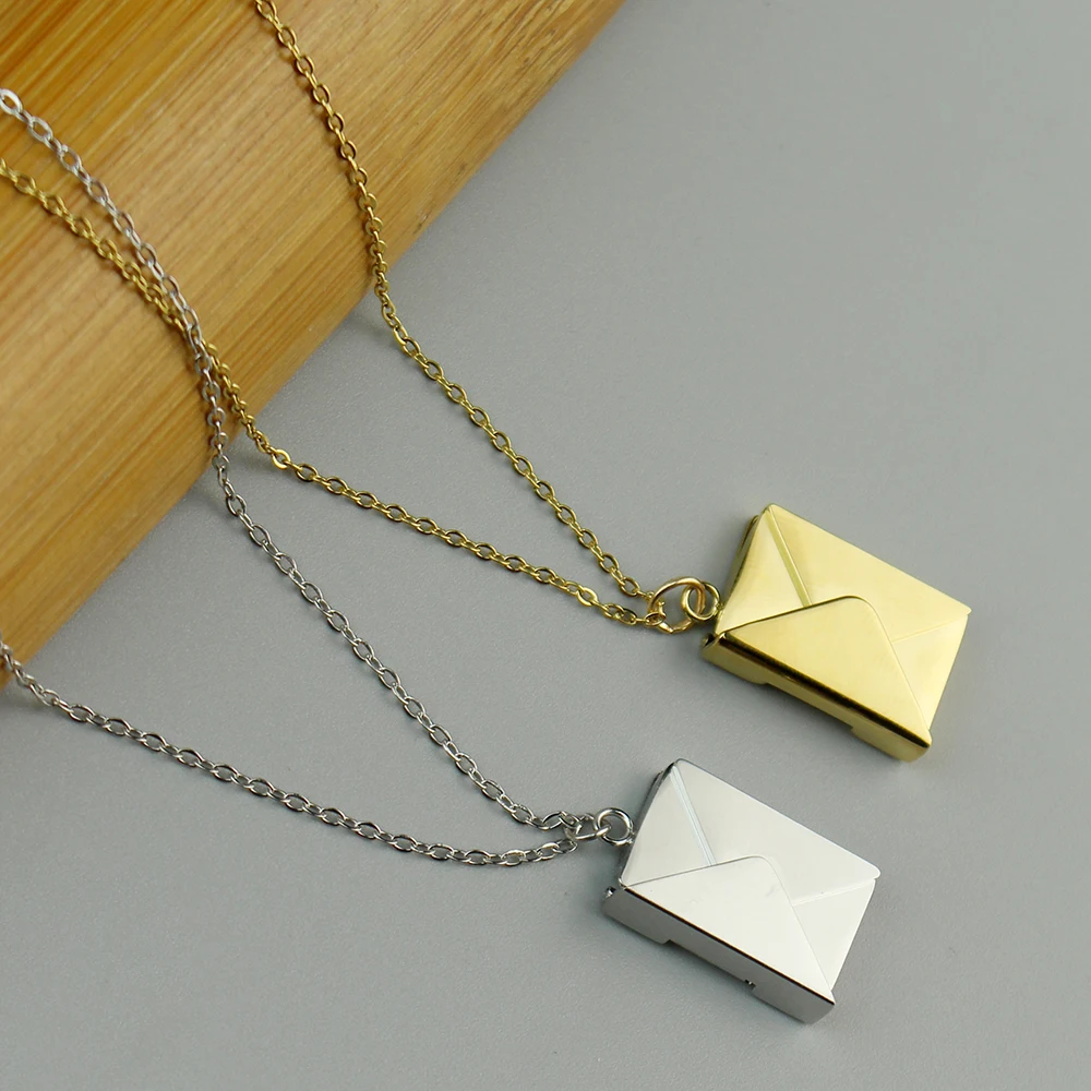 Love Letter Envelope Pendant Necklace Stainless Steel Jewelry Confession Love You for Valentine Day Mother Day Gift