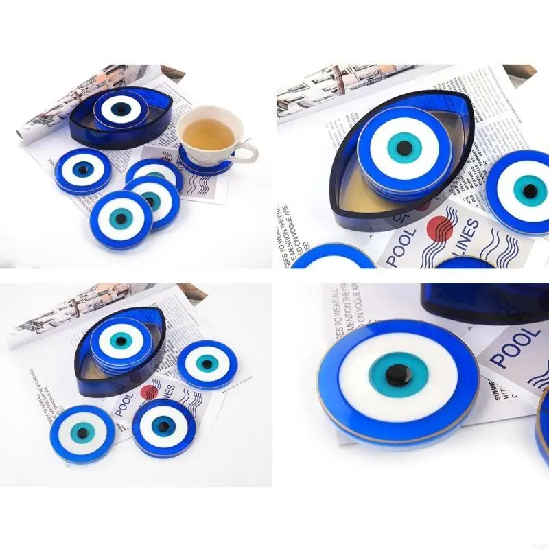 R3MC Tea Tray Blue for Evil Eye Silicone Epoxy Resin Mold Storage Box Mold Used to Make Agate Pieces Coasters