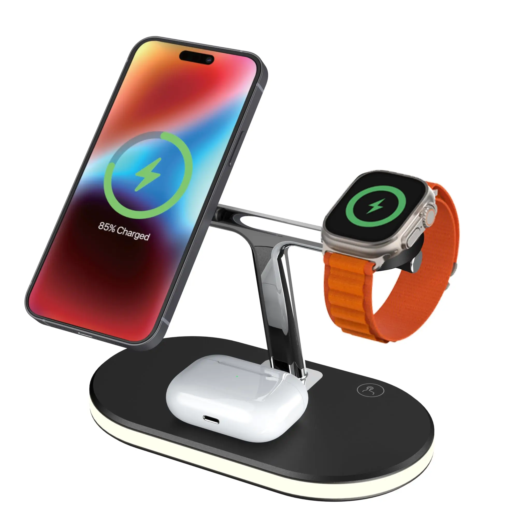 MAGTEC 300 | 4 in 1 Magnetic Wireless Charger [with QC 18W Adapter] | for iPhone 15,14,13 & 12 Series | iWatch 2 3 4 5 6