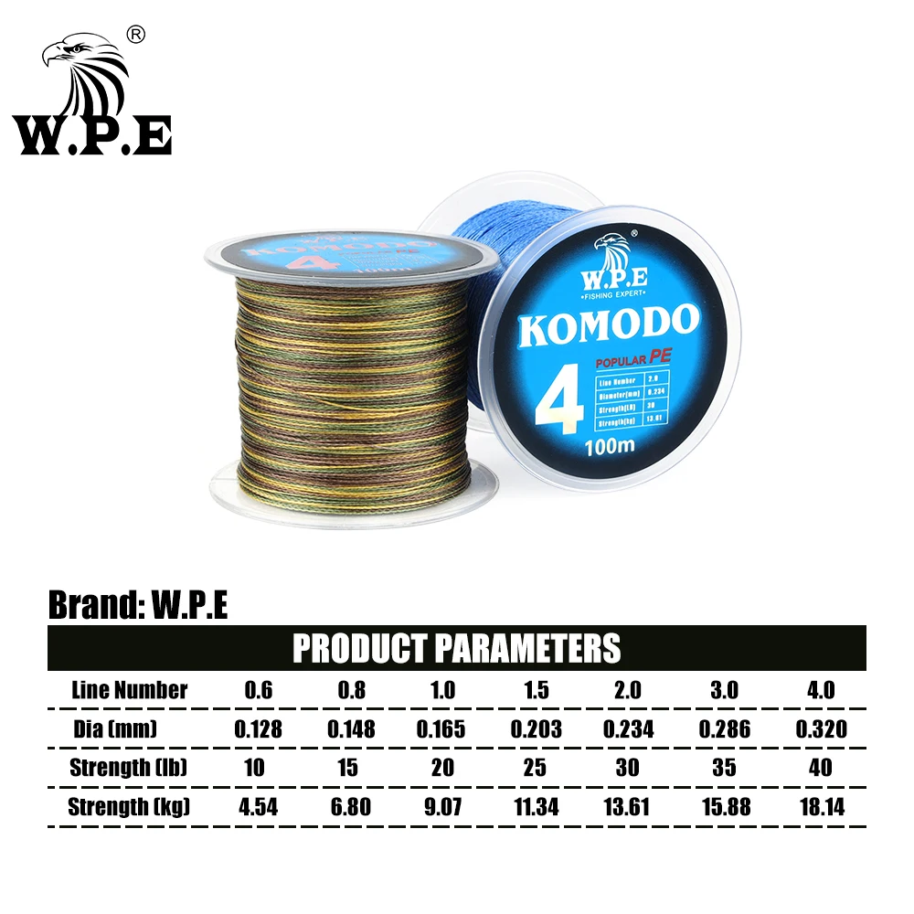 W.P.E KOMODO línea trenzada cuatro hebras resistente para hundimiento - imagen 5