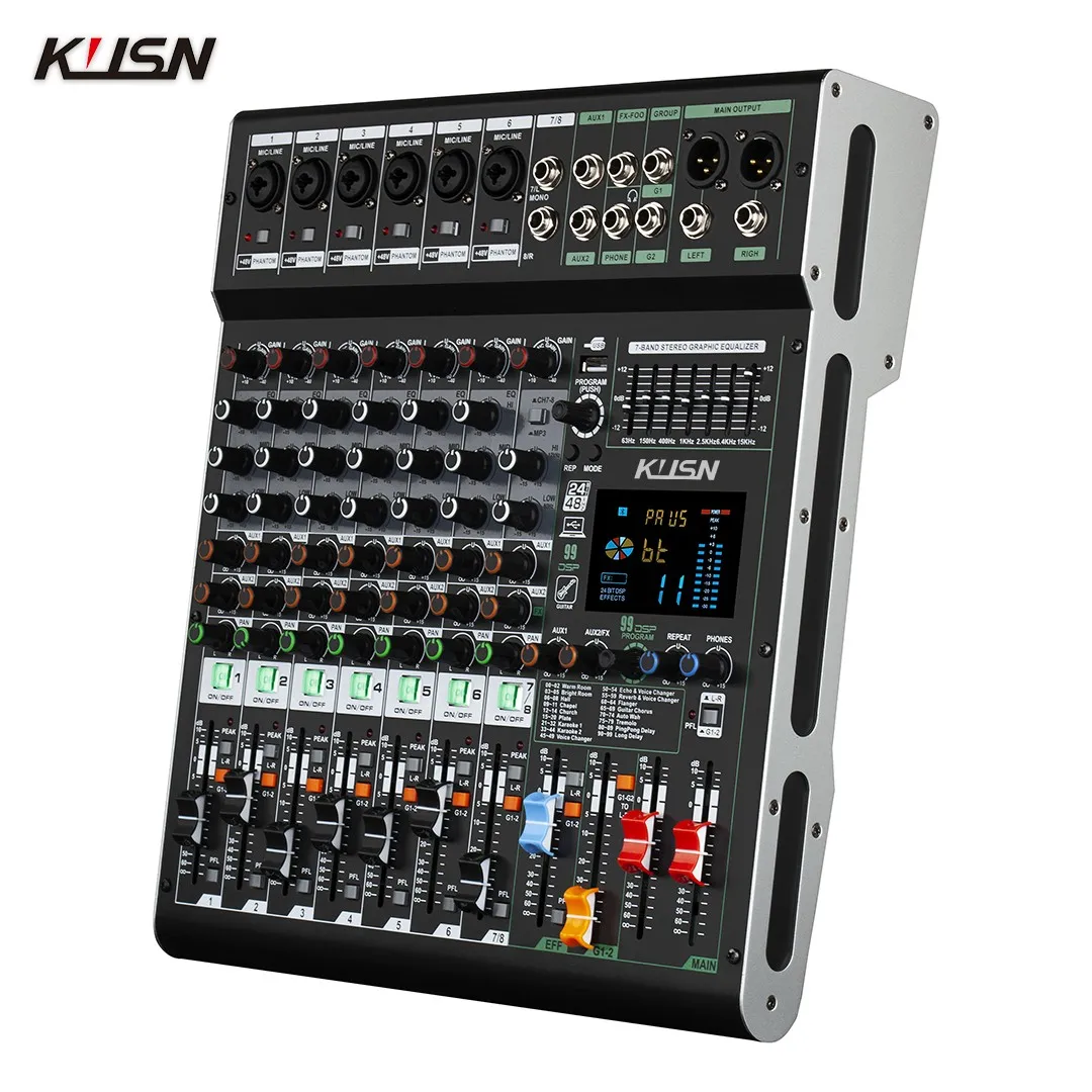 8 Channel 99 DSP Audio Mixer Sound Mixing Console with 24-bit DSP Bluetooth MP3 USB