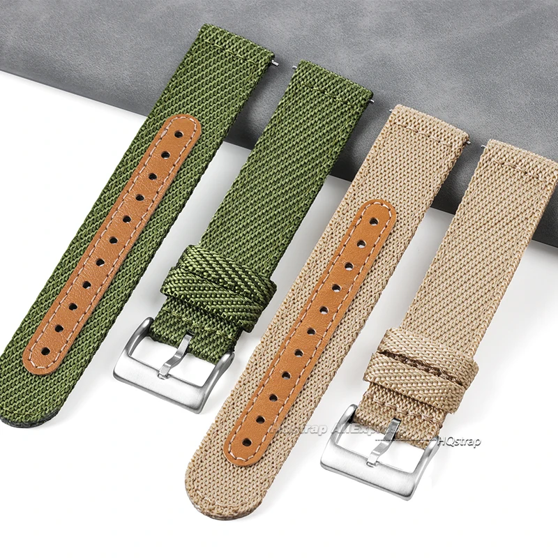 Nylon Watch Band 18mm 20mm 22mm Universal Strap Wrist for Women Men Watchband Quick Release Bracelet Khaki Watches Accessories