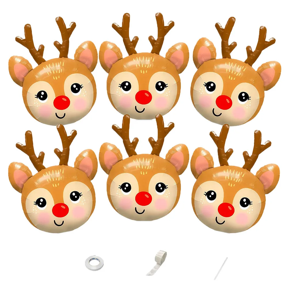 6pcs 27 inch reindeer aluminum foil balloons Christmas deer theme hunting party birthday party supplies