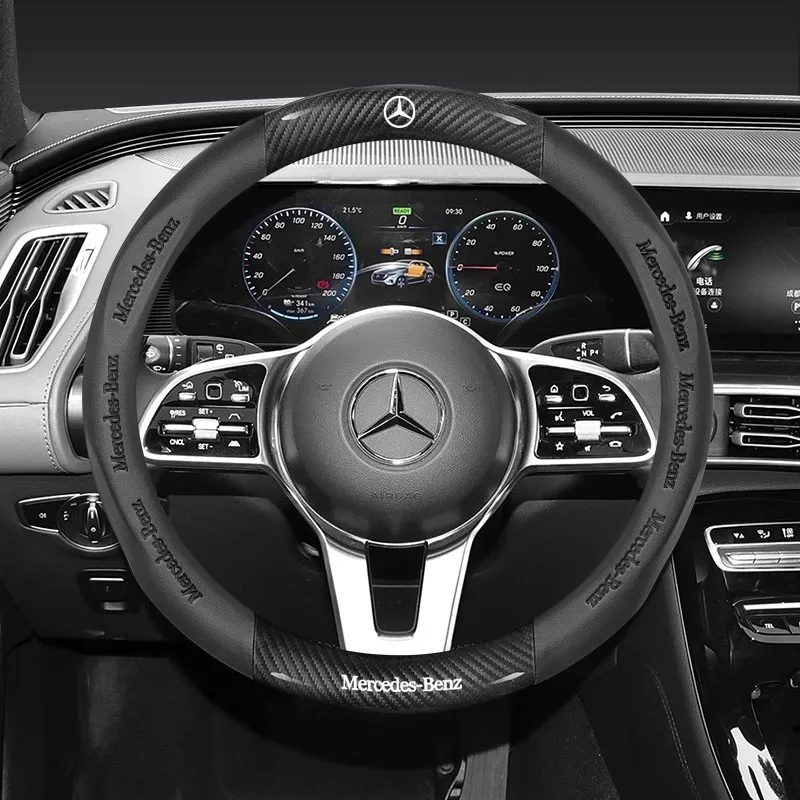 Mercedes Benz A B C E V R S Class Sprinter Vito CLA CLS ML GLA GLB GLC GLK GLS SLK Car Carbon Fiber Leather Steering Wheel Cover