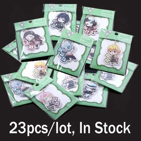 Porte-clés en acrylique Demon Slayer, 23 pièces/lot, Kimetsu No Yaiba Tanjirou Nezuko Zenitsu Rengoku Kyoujurou, bijoux